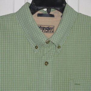Wrangler Mens Green Cotton Button-down Casual Shirt - Size 2XL